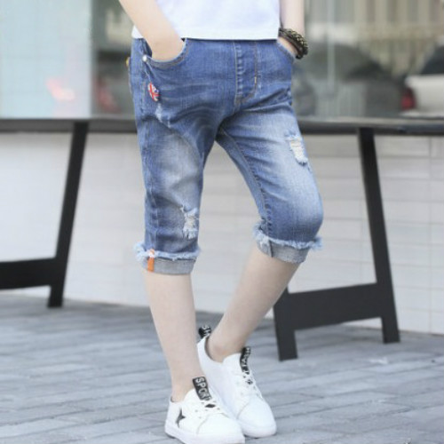 Children's wear boys' Jeans Shorts children's trousers thin Capris Korean boys' jeans Capris loose